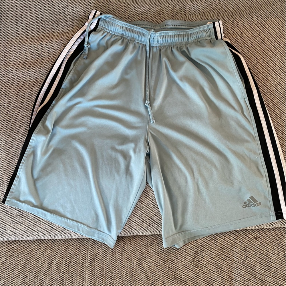 Adidas light blue athletic shorts